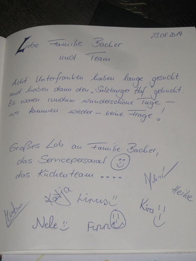Gästebuch - Familienhotel Salzburger Hof, Dienten